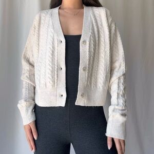 Victorias Secret Pink Cropped Button Down Cream Cardigan